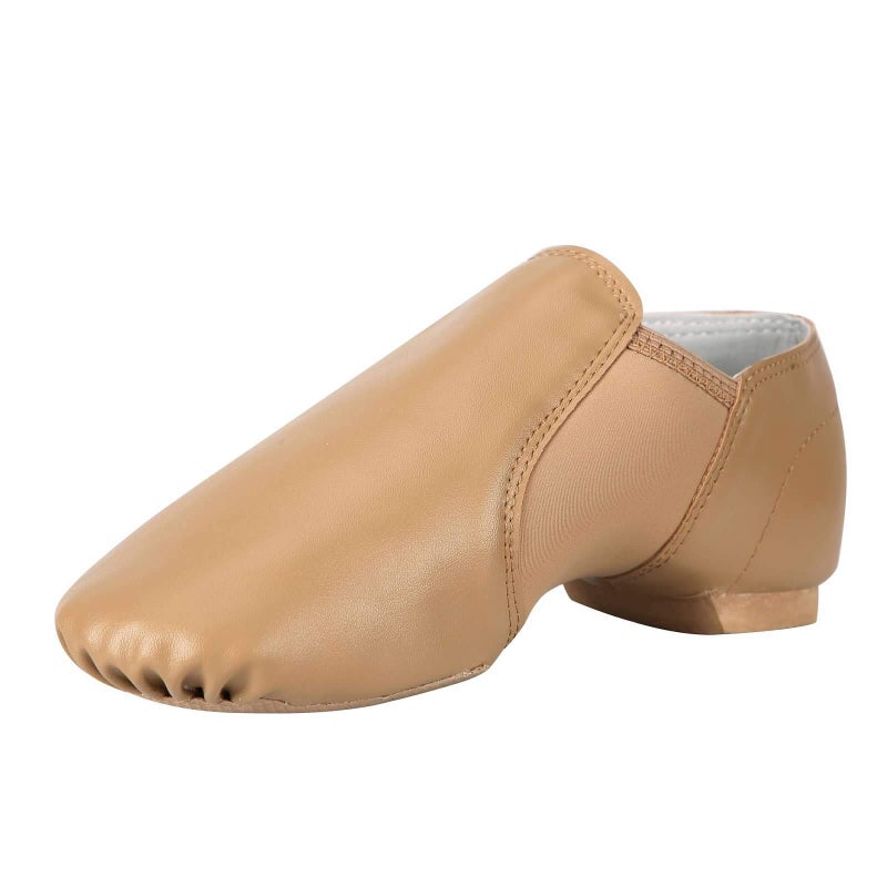 Linodes PU Leather Jazz Shoe Slip On Dance Shoes for Girls and Boys (Toddler/Little Kid/Big Kid)-brown-3M-Little Kid - Image 1